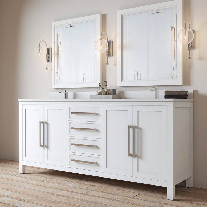 Latitude Run® Merelus 72'' Free-standing Double Bathroom Vanity with Quartz Vanity Top | Wayfair